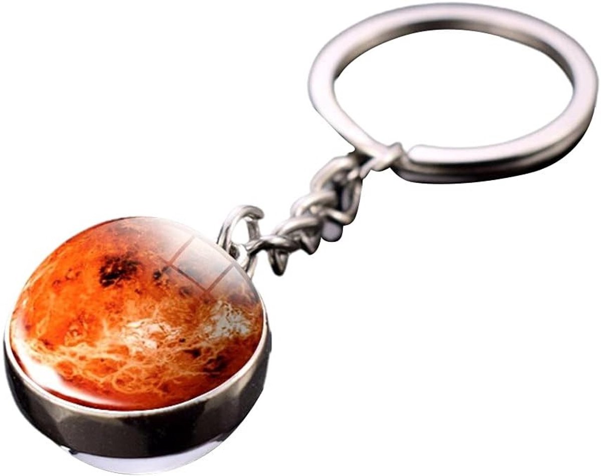 Draagbare Sleutelhanger met Zonne-energie en Dubbelzijdige Glazen Bollen - Ruimte Thema Geschenken voor Kinderen en Vrienden, Perfect voor Verjaardagen en Feestdagen