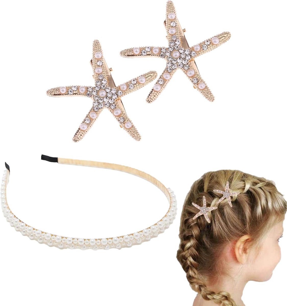 3pcs Sterrenvis Haarspeld - Bruid Bloem Meisje Accessoires - Trouwen Diamanten Haarspeld