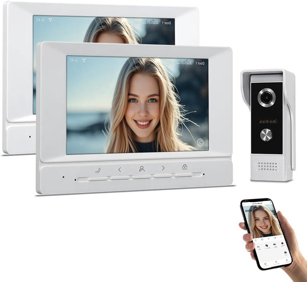 Video Intercom Systeem - Deurbel Camera - Huis Beveiligen - 1080p HD Camera - 7 inch Scherm - Zwart