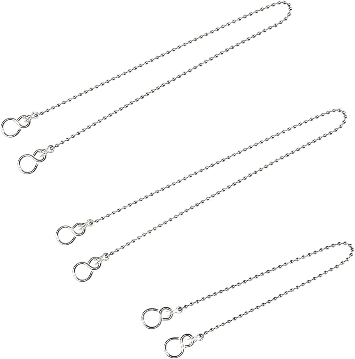Roestvrijstalen Ball Chain voor Afvoerstop, Inclusief S-Haak en Koppeling, Ideaal voor Keuken en Badkamer, 3 Stuks