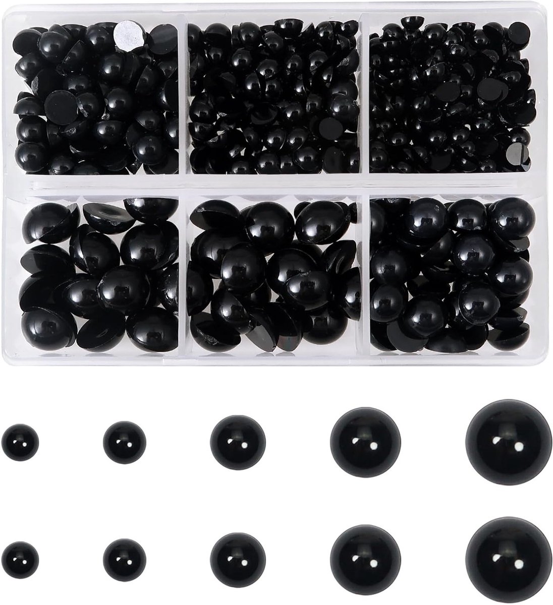 500 Stuks Ronde Platte Achterkant Veiligheidsogen voor Poppen - Zwarte Plastic Ogen in Diverse Maten voor Creatief Knutselen en Handwerken