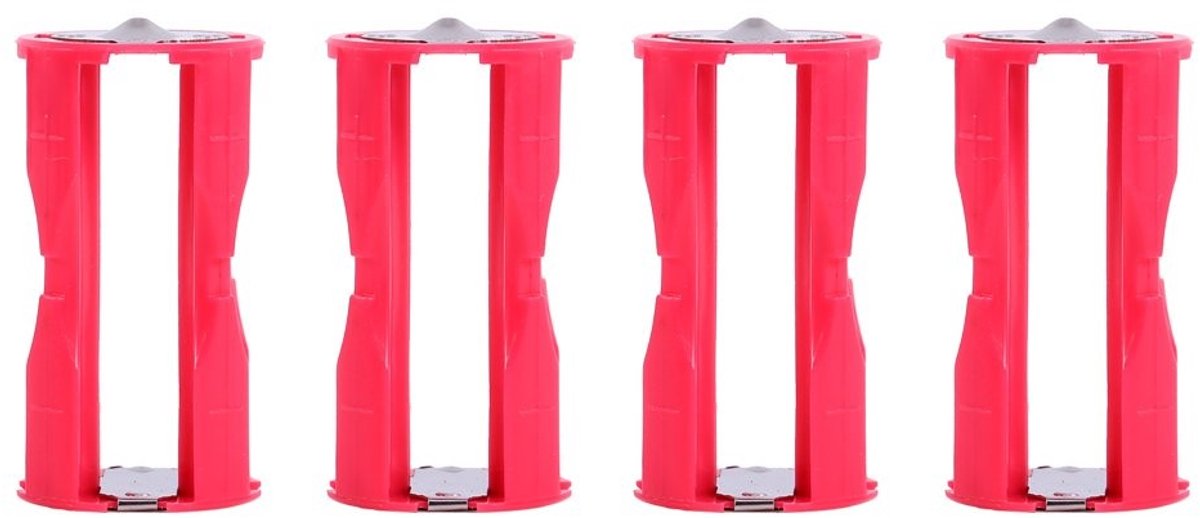 SPHProducts - Batterij Converter - 4 Stuks - Compact en Draagbaar - Rood - Voor Elektronica - Ideaal voor Noodsituaties - 4AAA naar C Maat