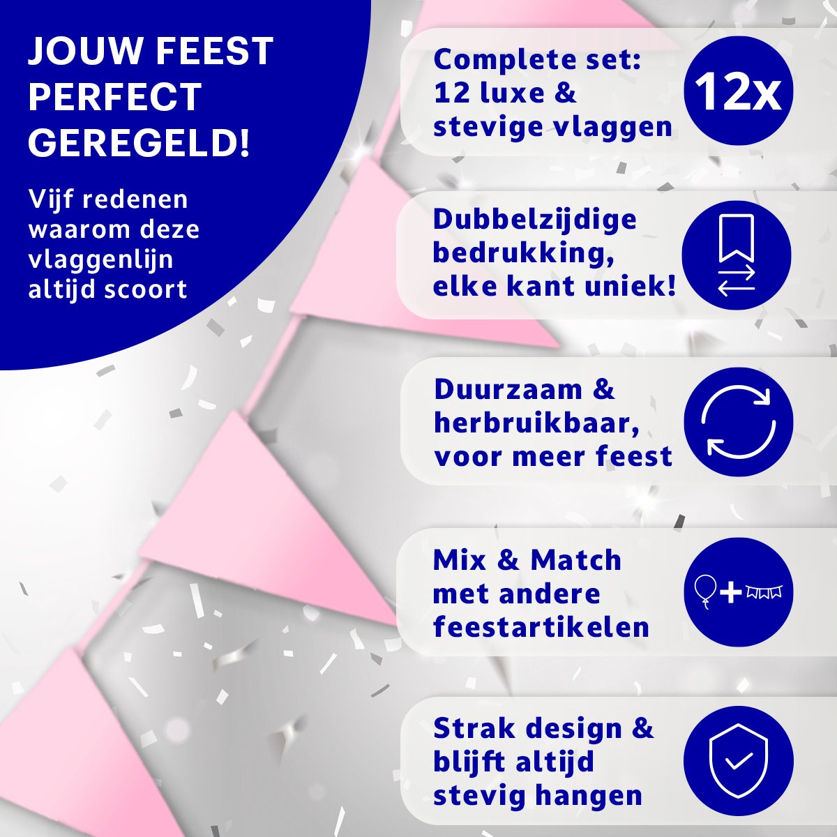 BTH - Slingers - Roze - Slingers Verjaardag - Vlaggenlijn - Verjaardag Versiering - Verjaardag - Vlaggetjes - Decoratie — afbeelding 4
