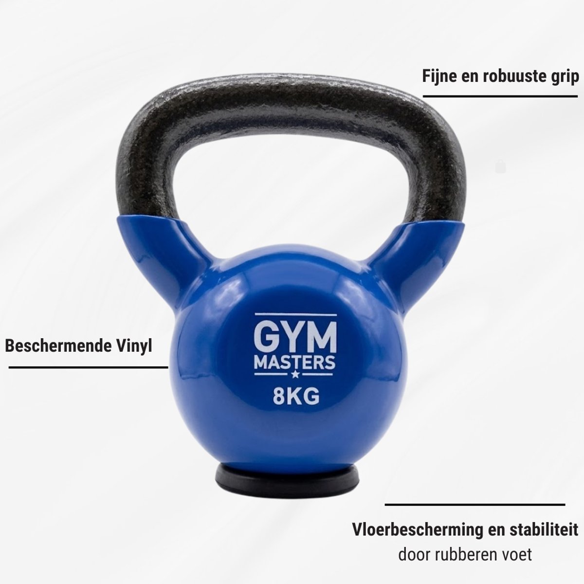Gym Masters Kettlebell 8 kg – Vinyl Kettlebell met Rubberen Bodem – Optimale Vloerbescherming & Veilig Trainen – Premium Grip – Thuis Fitness – foto 2