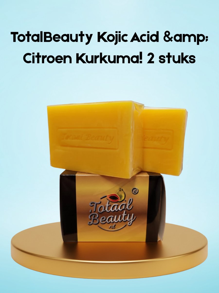 TotaalBeauty Kojic Acid & Lemon Kurkuma – 2 Stuks – Verhelderende & Voedende Zeep – Helpt Donkere Vlekken te verminderen, Egaliseert de Huidtint & Hydrateert Intensief – Voor een Gladde, Stralende & Gezonde Huid
