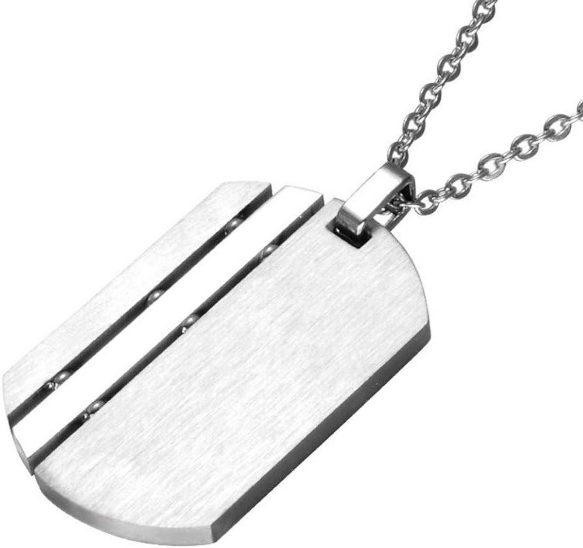 Hondenpenning Hanger - Militaire Tag - Stijlvol Accessoire - Mat Geborsteld - Standaard Maat - Zilver Goud