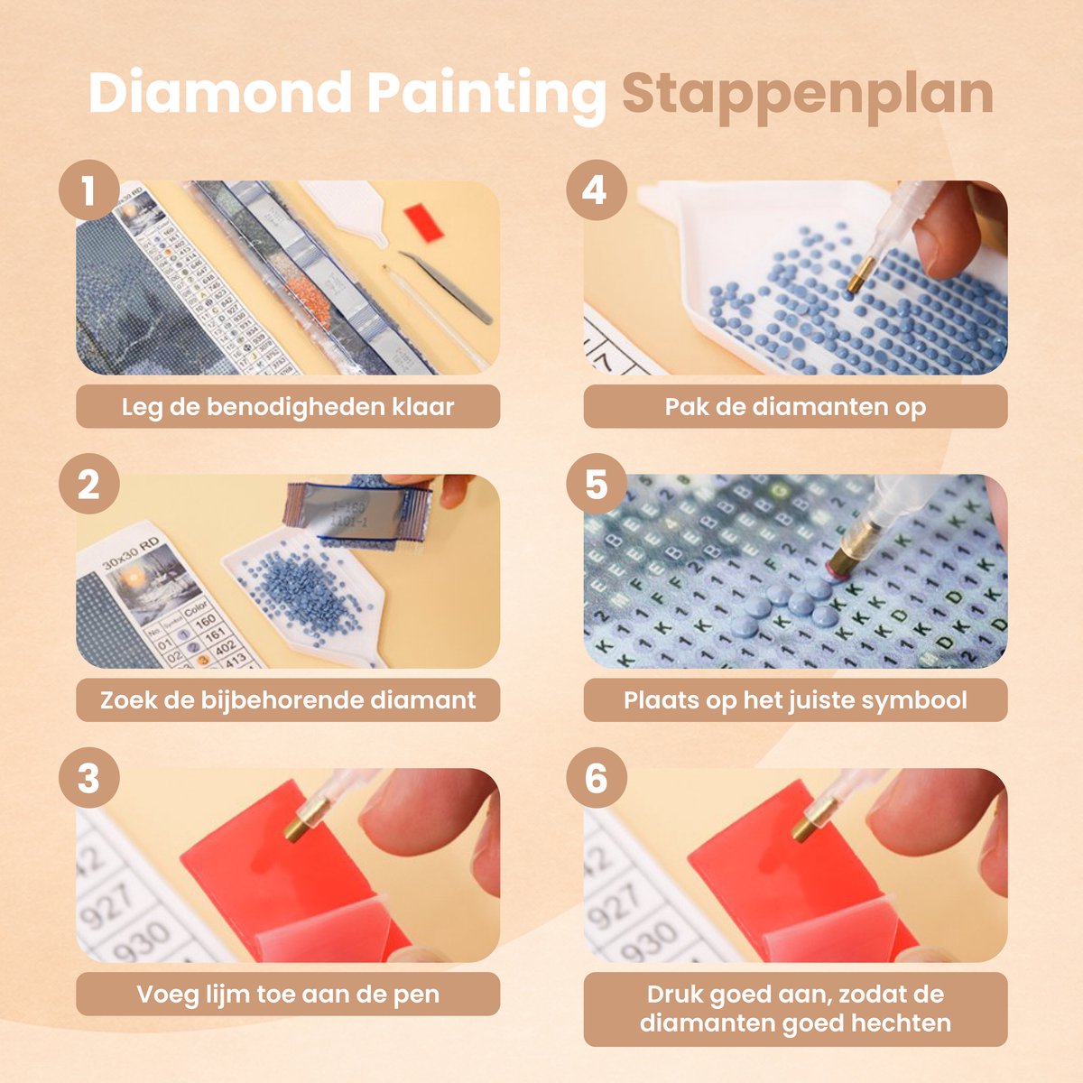 Rubye® Diamond Painting Volwassenen - Diamond Painting Kinderen - Diamond Painting Pakket Volledig - Eindeloze Steiger - 30x40cm — afbeelding 8
