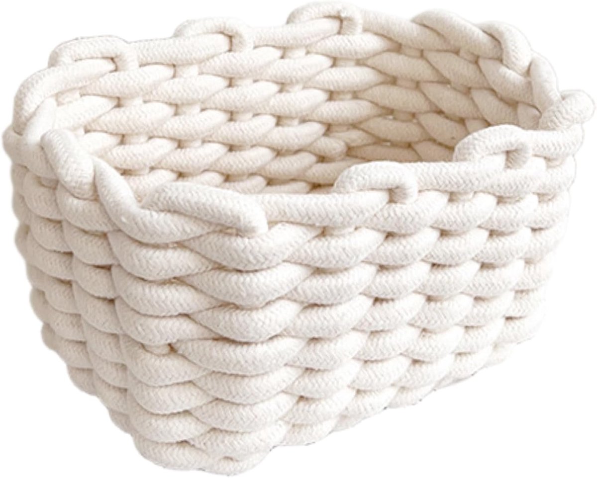JeiibrZui Opbergmand Katoenen Touw - Witte Geweven Mand - 1 Stuks - Organizer Voor Kast Badkamer Kinderkamer - Duurzame Opbergdoos