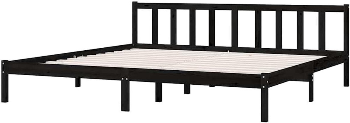 Bedframe Grenenhout - Ledikant Hout - Comfortabel Slapen - Massief Stevig - 200x200 cm - Zwart
