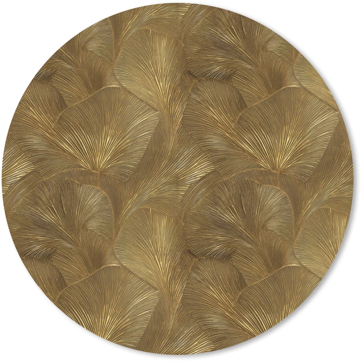 Muismat rond 30x30 cm - Mousepad Organisch - Lijnen - Goud - Ronde muismatten