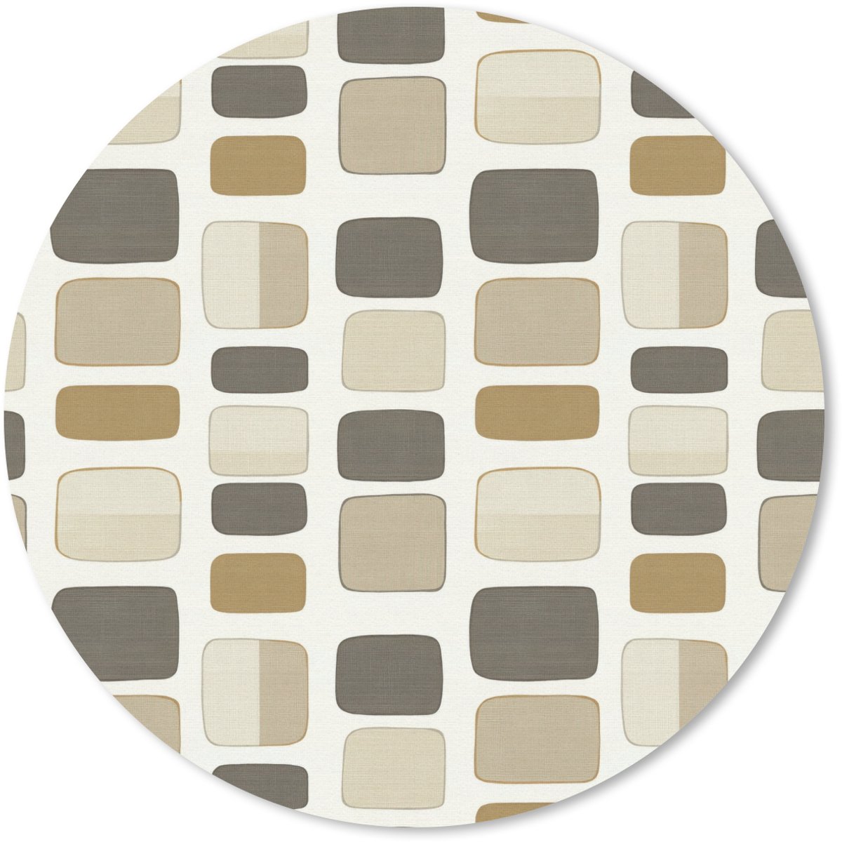 Muismat rond 40x40 cm - Mousepad Blokken - Vintage - Grijs - Ronde muismatten