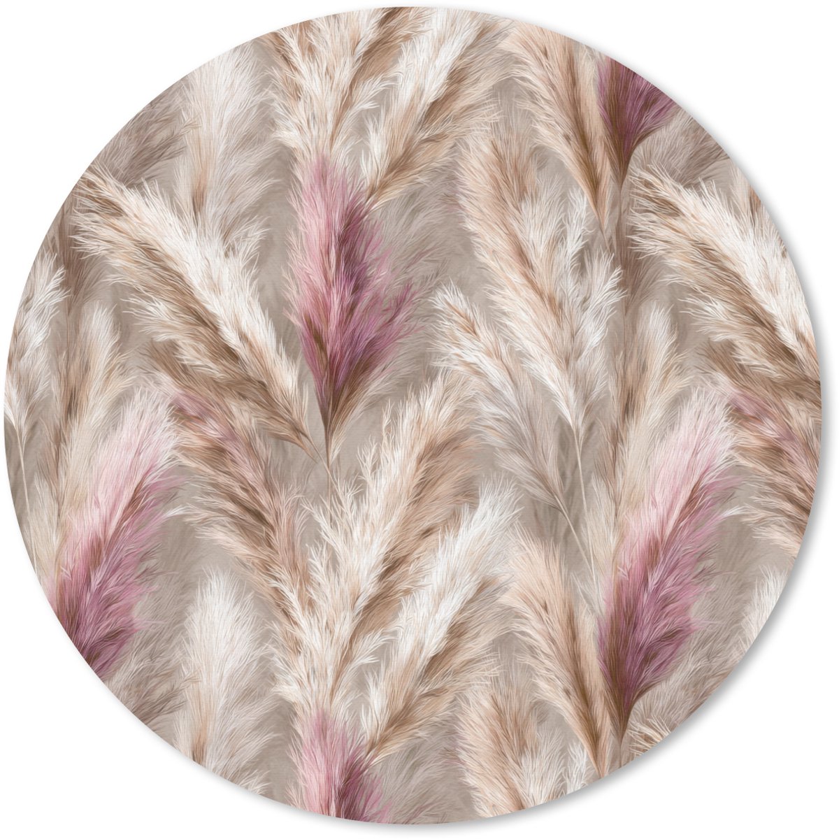 Muismat rond 40x40 cm - Mousepad Pampasgras - Pluizig - Kleurrijk - Ronde muismatten