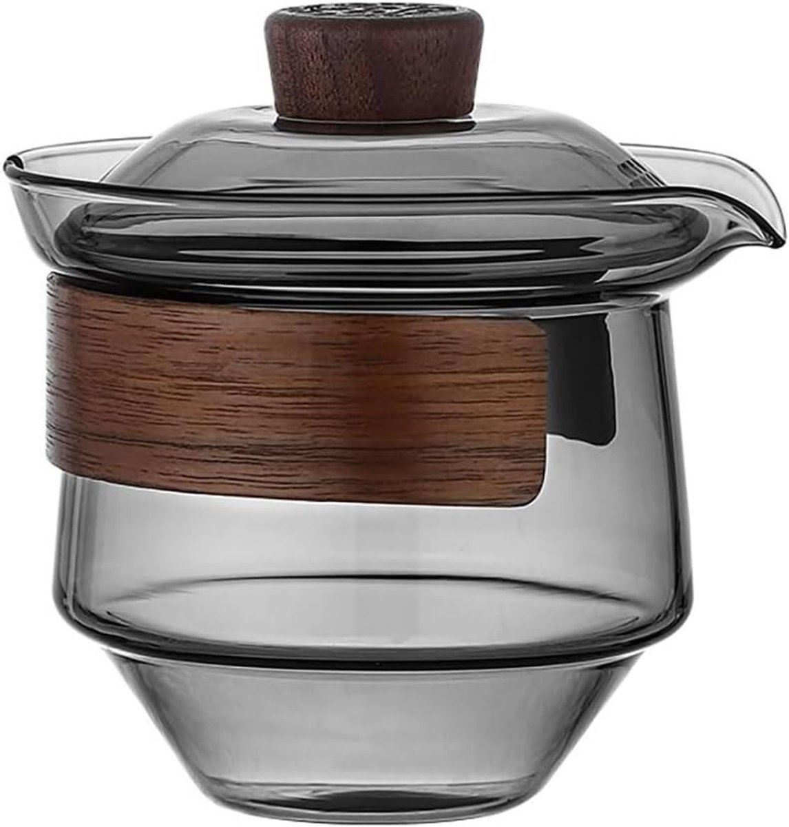 Glazen Theepot Set - Gaiwan Thee Set - Thee Zetten - Draagbare Theepot - 200ml - Grijs