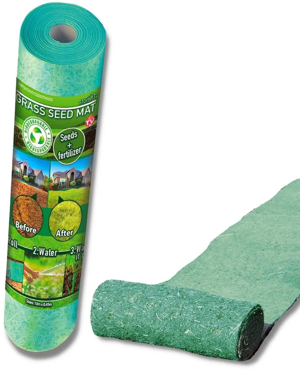 Graszaadmat met zaden en meststof