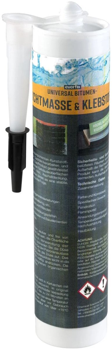 Universal Bitumen Dichtmasse und Klebstoff 310 ml – Dauerelastisch, Witterungsbeständig, UV-Resistent für Dachabdichtung und Reparaturen