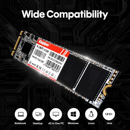 Interne SSD M.2 - SATA SSD Opslagdrive - Snellere Computer - 3D NAND Flash - 2TB - Zwart van Merkloos — afbeelding 4