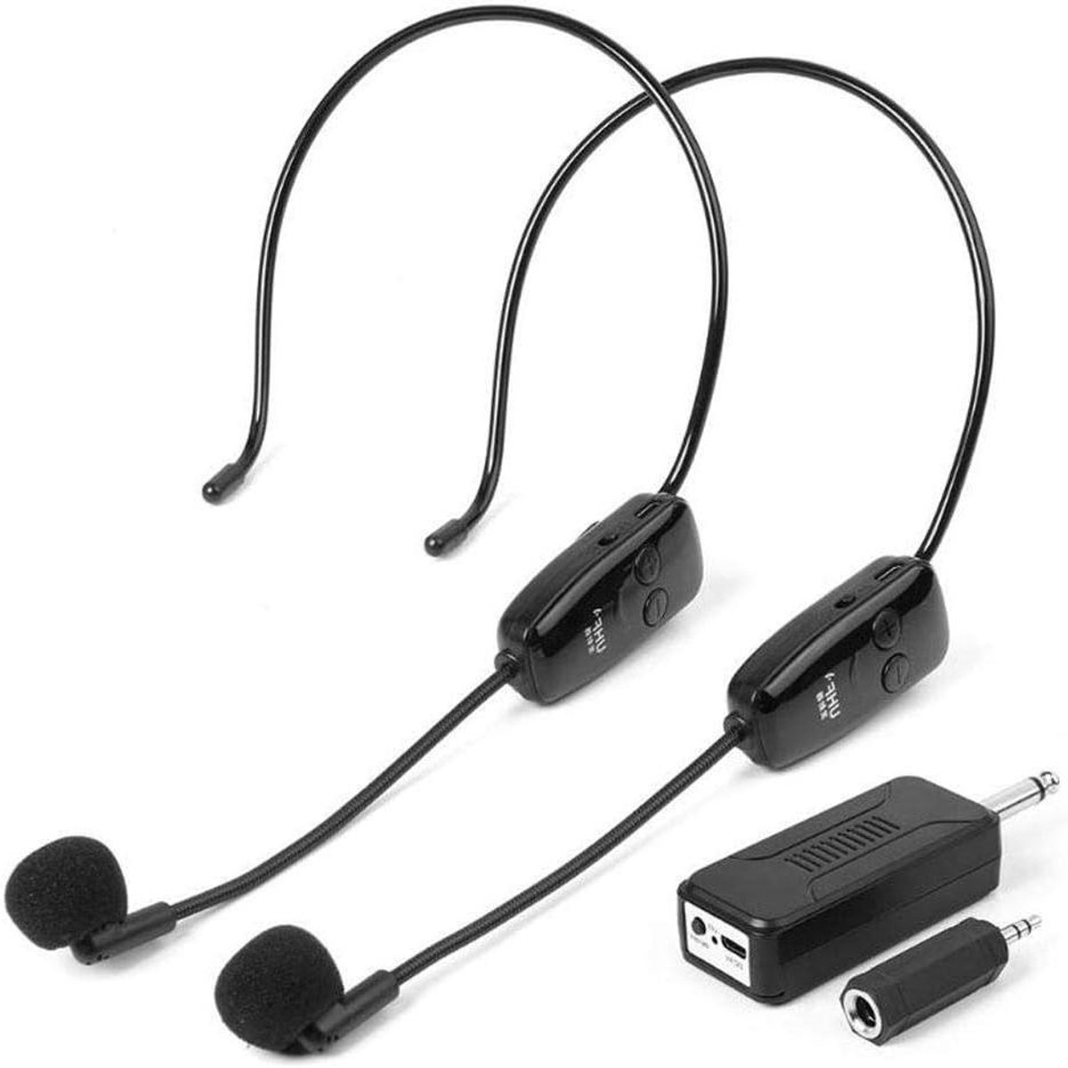 Draadloze Microfoon Set - UHF Microfoon Headset Microfoon - Presentaties Geven - Dubbele Zender - 160 voet bereik - Standaard