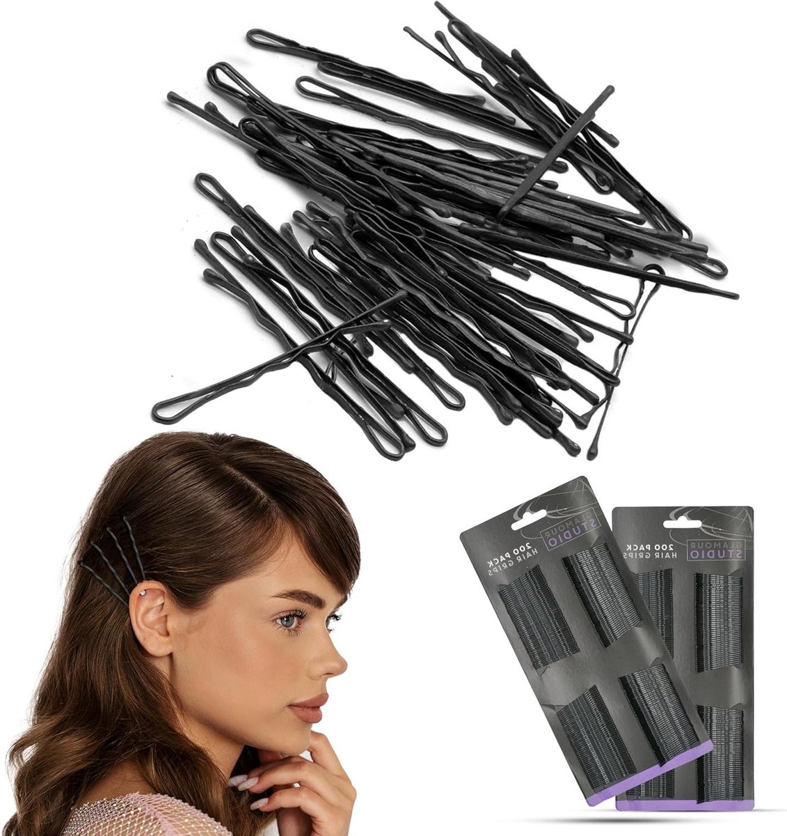 Zwarte Haarspelden - Bobby Pins Haarpinnen - Haar Styling - Antislip Metaal - 47 cm - Zwart