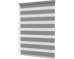 Dubbel Rolgordijn - Plissé Gordijn Duo Rolgordijn - Privacy en Zonwering - Zonder Boren te Monteren - 140x210cm - Donkergrijs