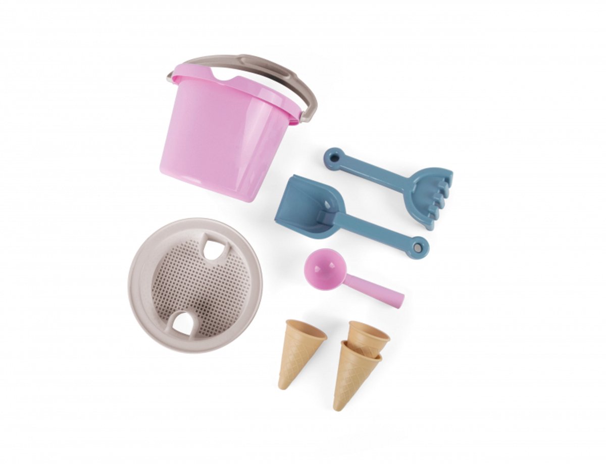 Dantoy strandsetje emmertje met ijshoorntjes - 8 delig / roze