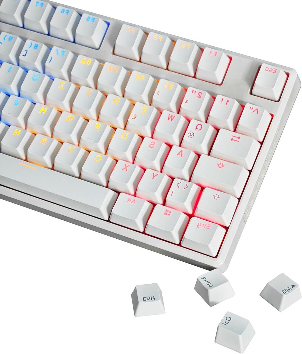 Keycap Set - Toetsenbord Kappen - Mechanisch Toetsenbord - PBT Dubbel Schot - 105 Stuks - Wit