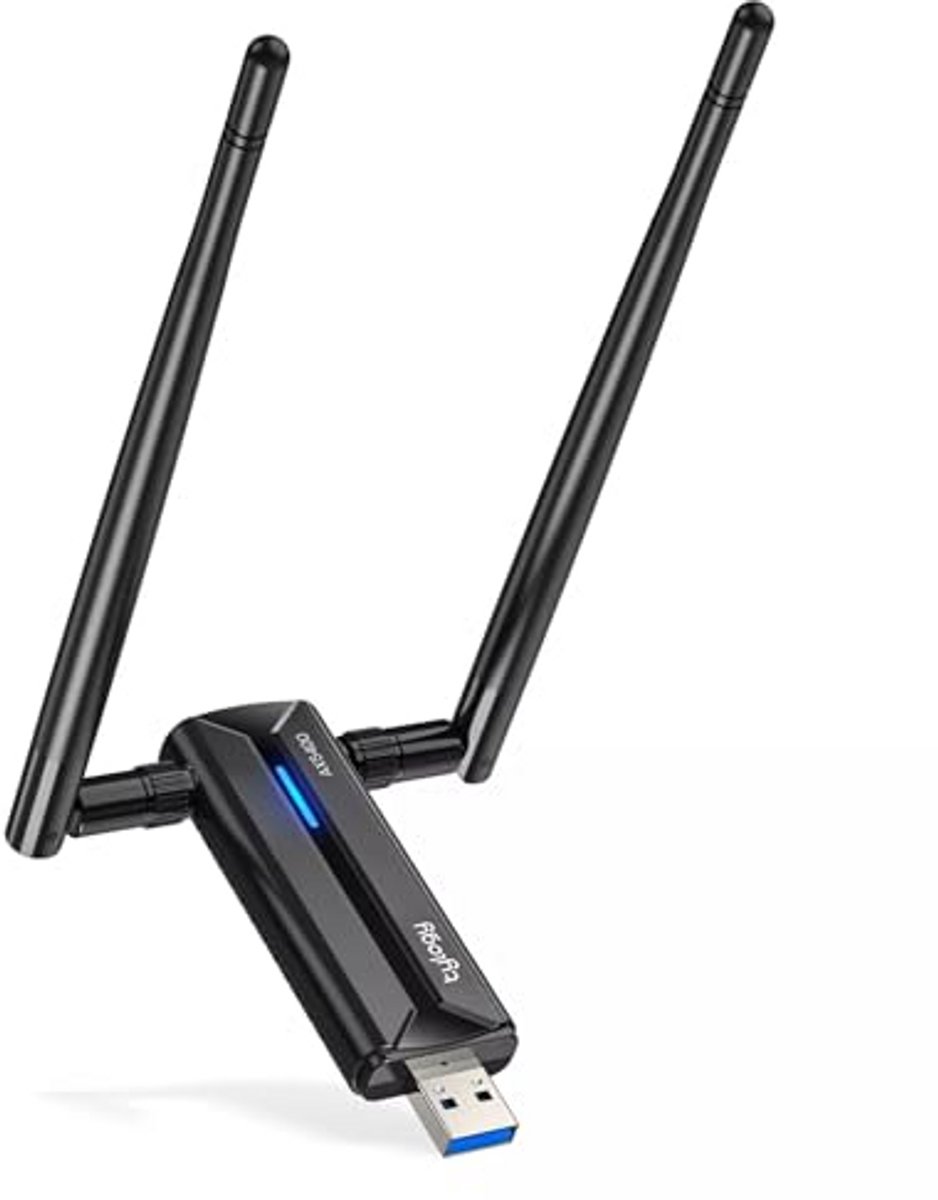 Krachtige WLAN-stick - WiFi 6E adapter - Snel internet - Tri-Band AXE5400 - USB 3.1 - Zwart