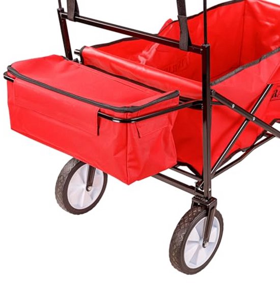 Bolderkar - Handwagen transport - Uitstapjes maken - Opvouwbaar met dak - 122 x 57 cm - Rood van Bolderkar — afbeelding 4
