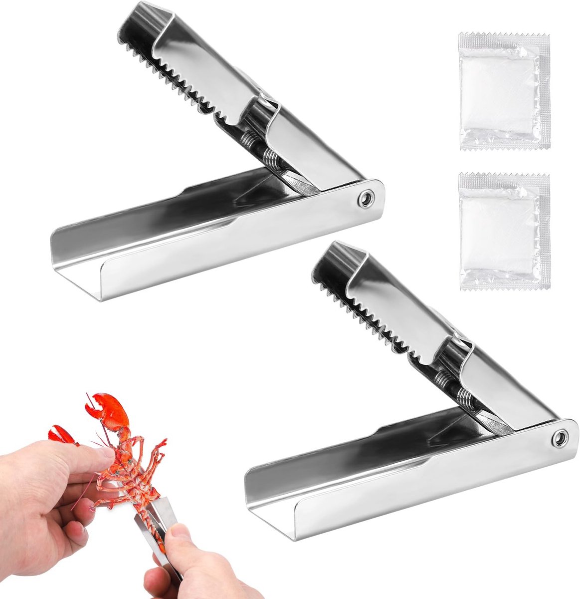 Dailygoods- Kreeftenschiller Duurzaam Roestvrij Staal - Kreeftenstaartverwijderaar - Garnalenschelpopener - Keukengadgets - 2 Stuks - Inclusief Handschoenen - Zeevruchtenhulpmiddelen
