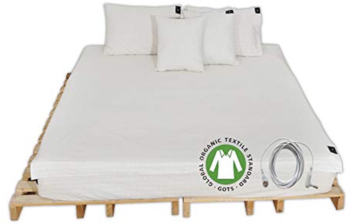 Aarding laken - Geaard beddengoed - Welzijn bevorderen - Biologisch katoen met zilvervezel - 203 x 193 cm - Originele kleur