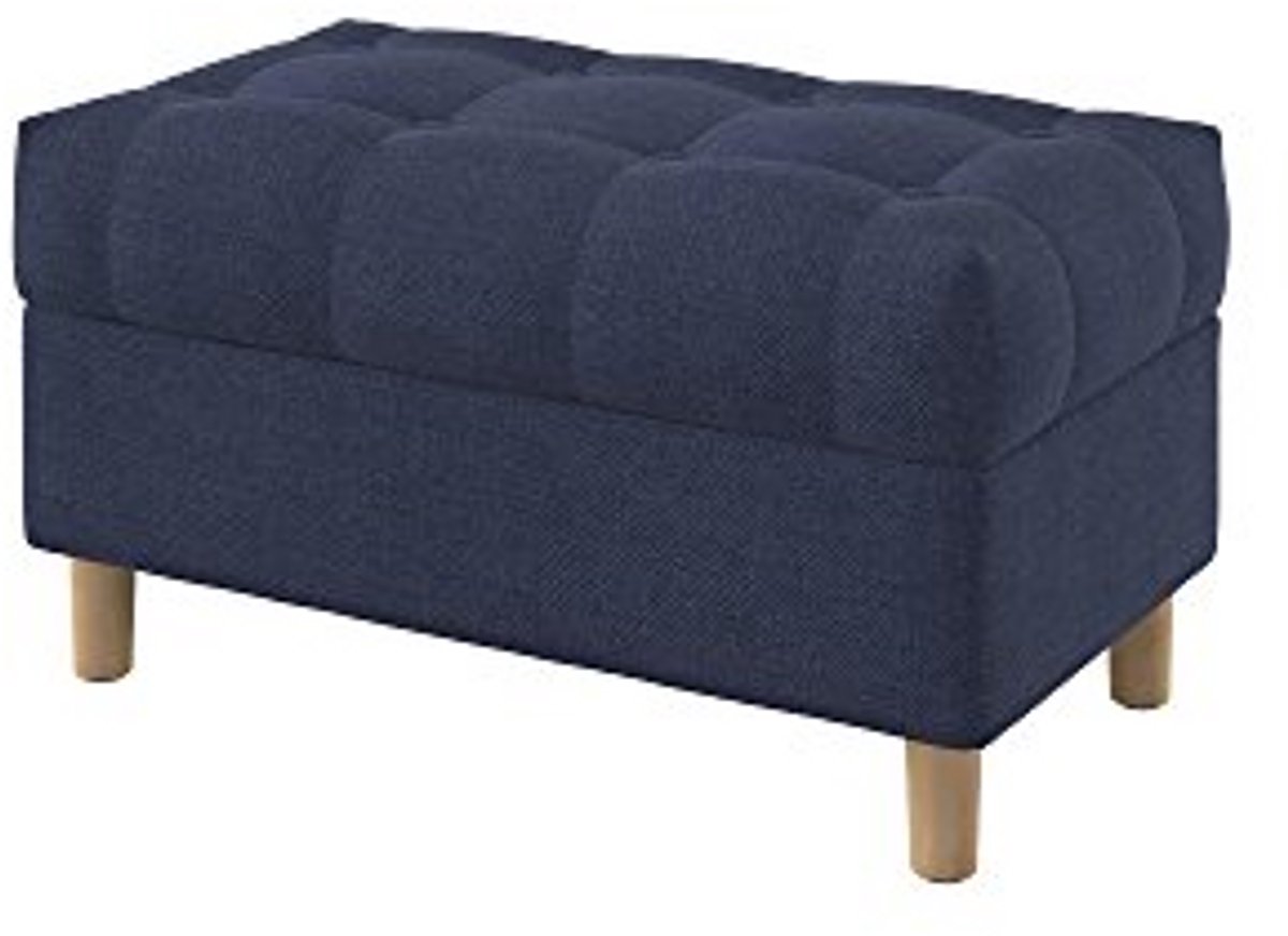 Opbergbankje - Voetenbankje gestoffeerd - Extra zitplaats - Knooptufting design - 80 cm breed - Blauw