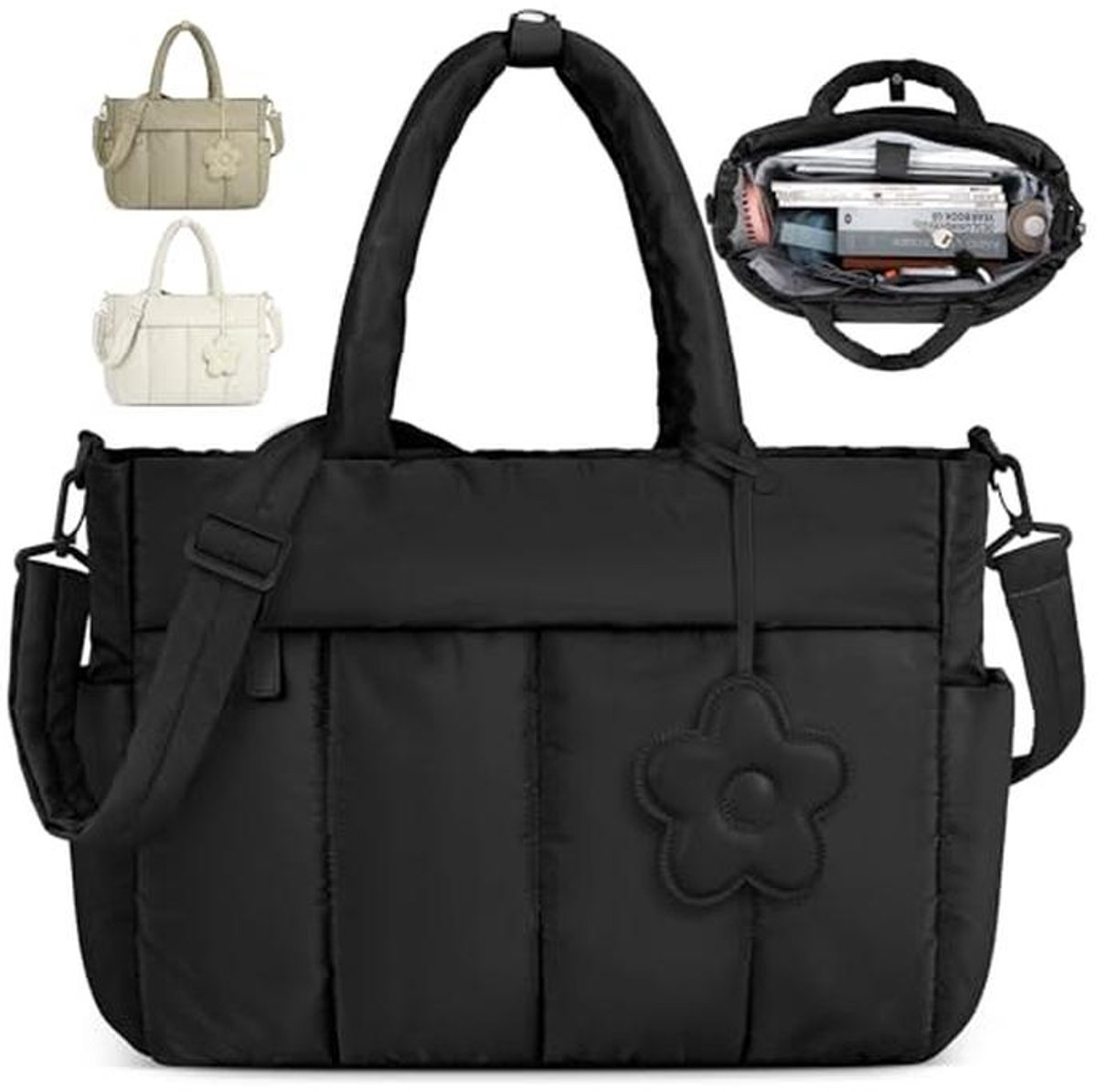Dames Tote Tas - Werk Tas - Dagelijks Gebruik - Lichtgewicht Ontwerp - 15.6 Inch Laptop - Zwart