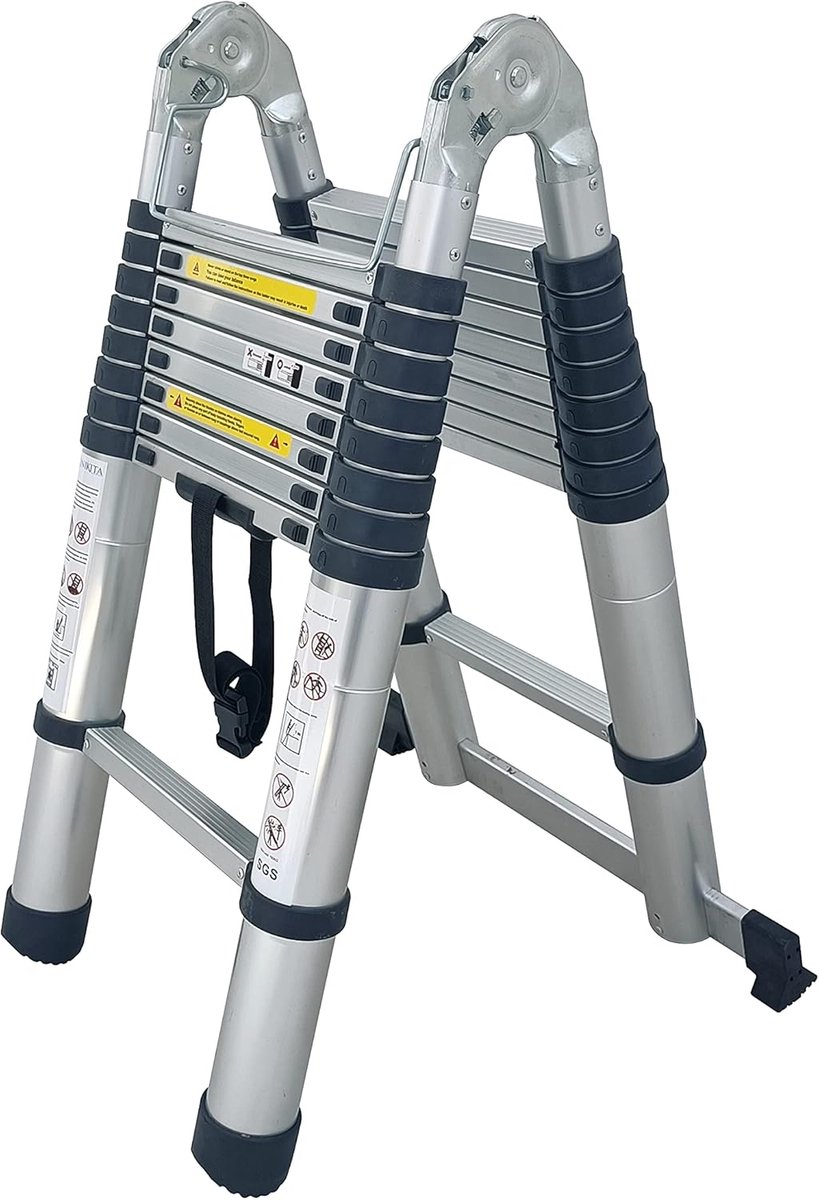 Telescopische Ladder - Uitschuifbare Trap - Veilig Klussen - Stabilisator Stang - 5 Meter Hoog - Aluminium