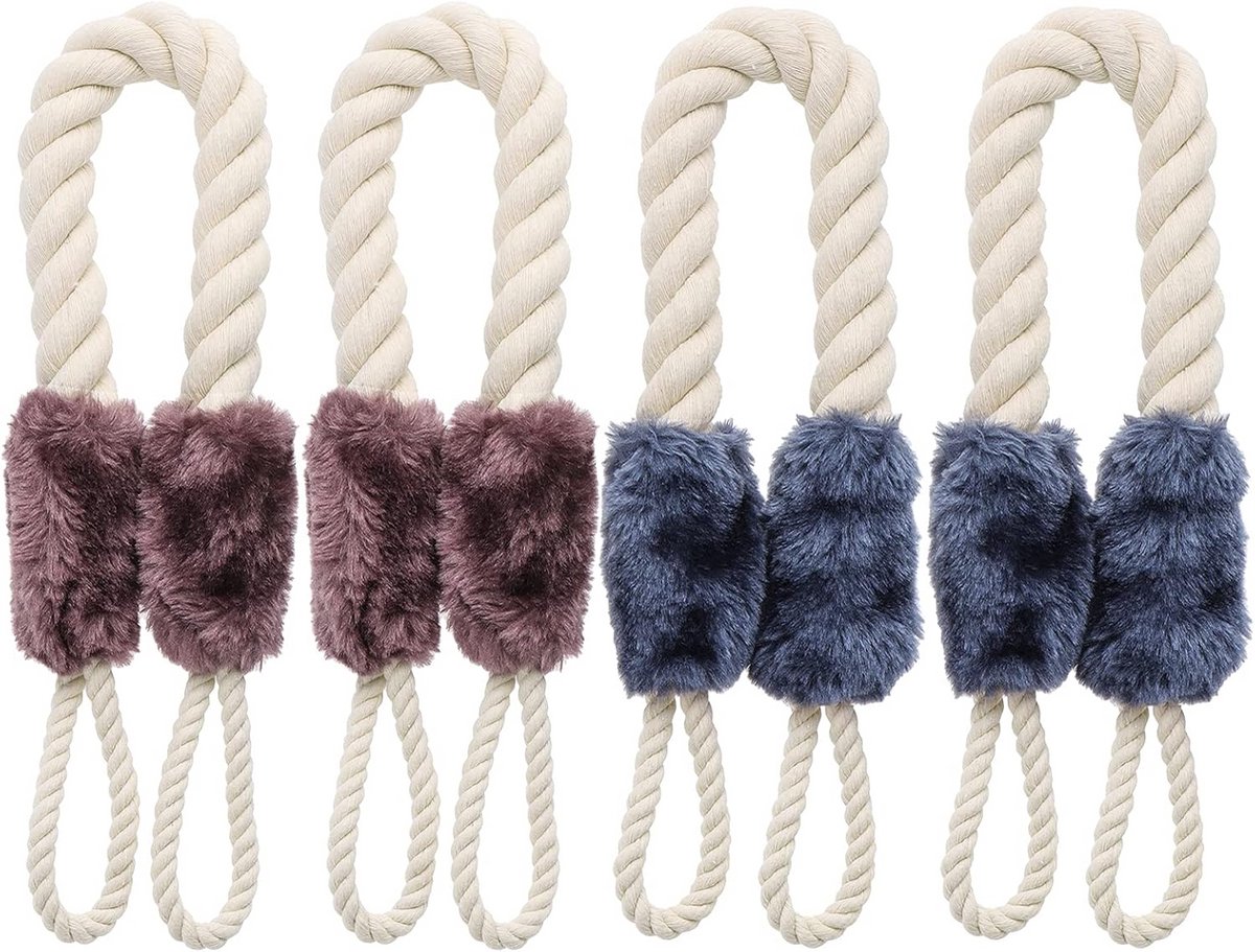 Deurstop Touw - Deurkoord Klem - Baby Veiligheid - Anti-Botsing Ontwerp - 4 Stuks - Blauw Bruin