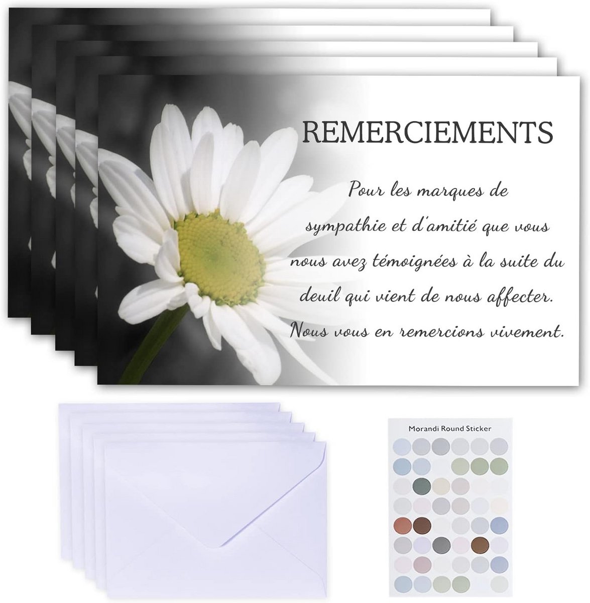 Bedankkaarten Set - Kaarten met envelop - Gelezen berichten - Chrysanten patroon - 20 stuks - Wit