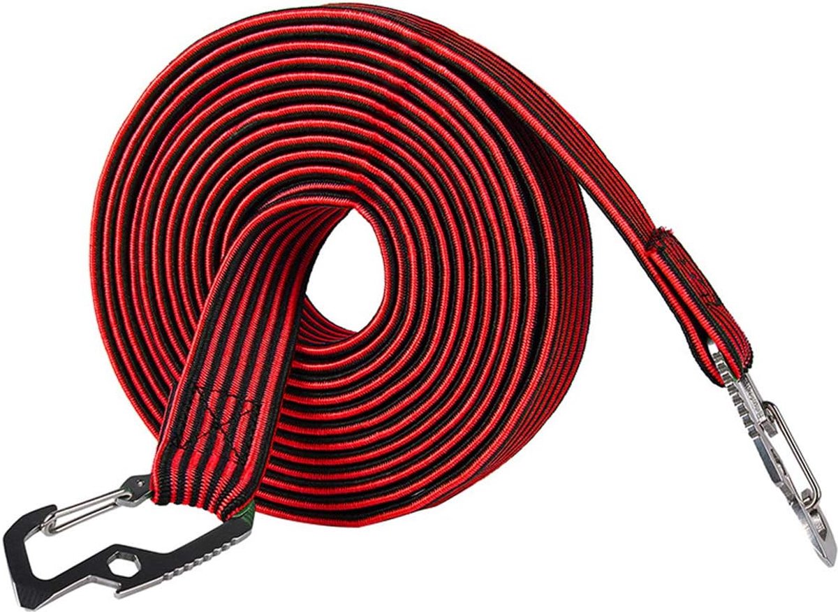 Bagagebinder Elastisch - Spanbanden Haken - Goederen Vervoeren - Roestvrijstalen Gesp - 2 Meter - Rood