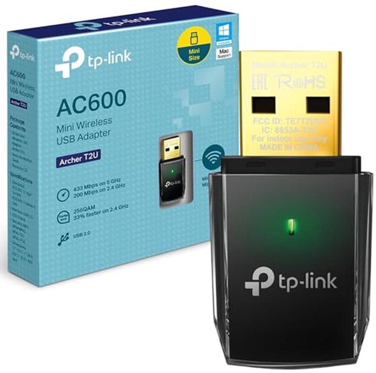 Wifi Usb Adapter - Draadloze Netwerkkaart - Snelle Internetverbinding - Dual Band AC600 - Mini Formaat - Zwart