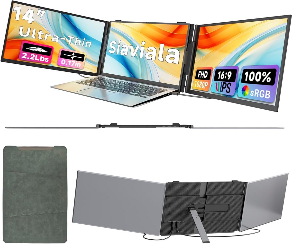 Draagbare Monitor - Extra Scherm - Multitasken Onderweg - Ultradunne Behuizing - 14 inch FHD - Zwart