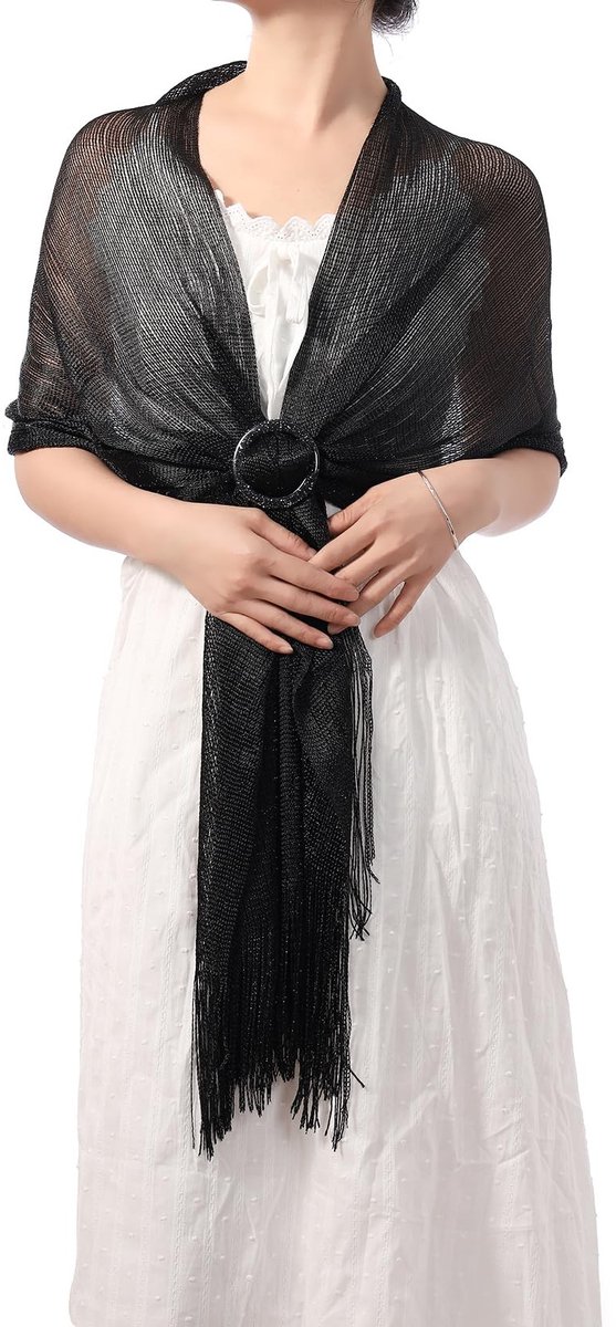 Dailygoods- Sjaal Glinsterend Metallic - Sjaal Dames - Bruiloft Accessoire - Avondkleding - Omslagdoek - Elegant Design - Avondsjaal