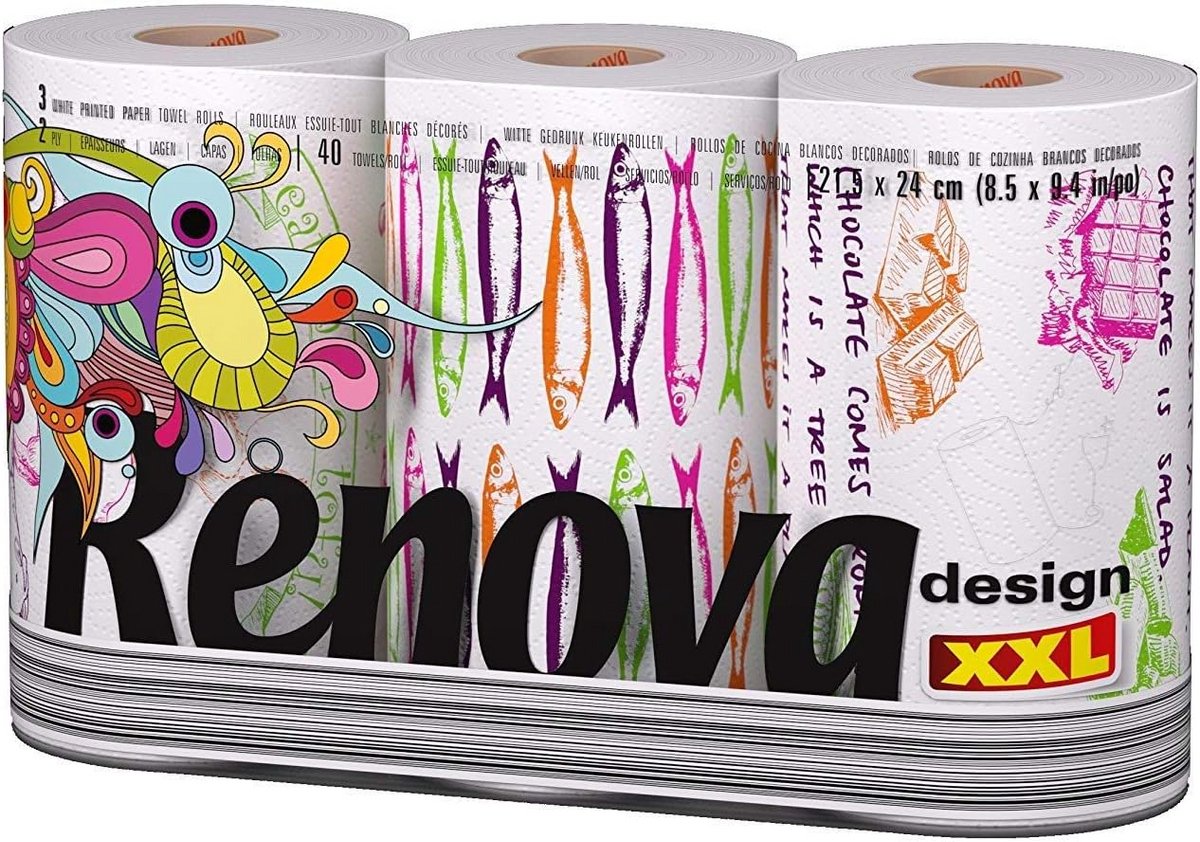 Papieren handdoek - Keukenrol - Huishoudelijk gebruik - Sterk absorberend - 3 rollen - Wit