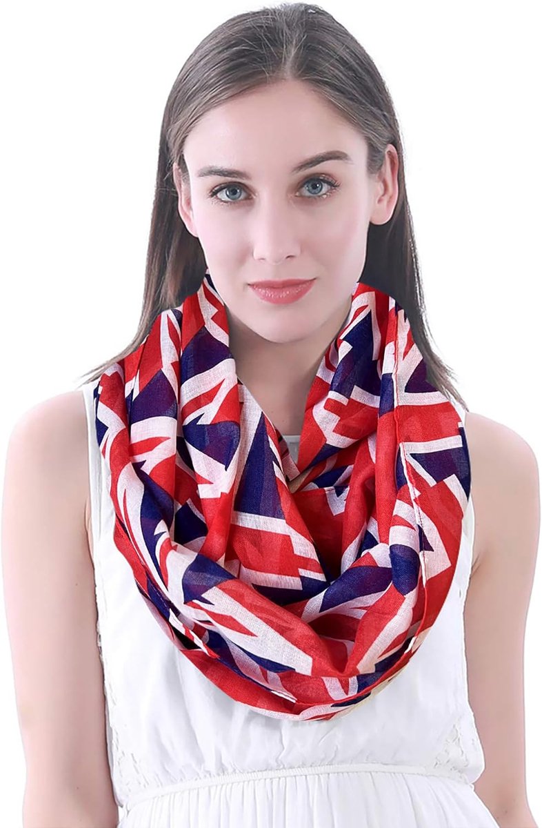 Dames Sjaal - Infinity Sjaal - Modieus Accessoire - Lichtgewicht Design - 89 cm - Blauw Rood Wit