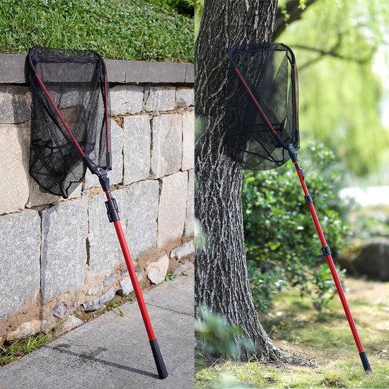 Vouwbaar Telescopisch Schepnet van 90 cm met Rubber Bekleding voor Vliegvissen, Kajakken en Bootvissen voor Volwassenen en Kinderen — afbeelding 4