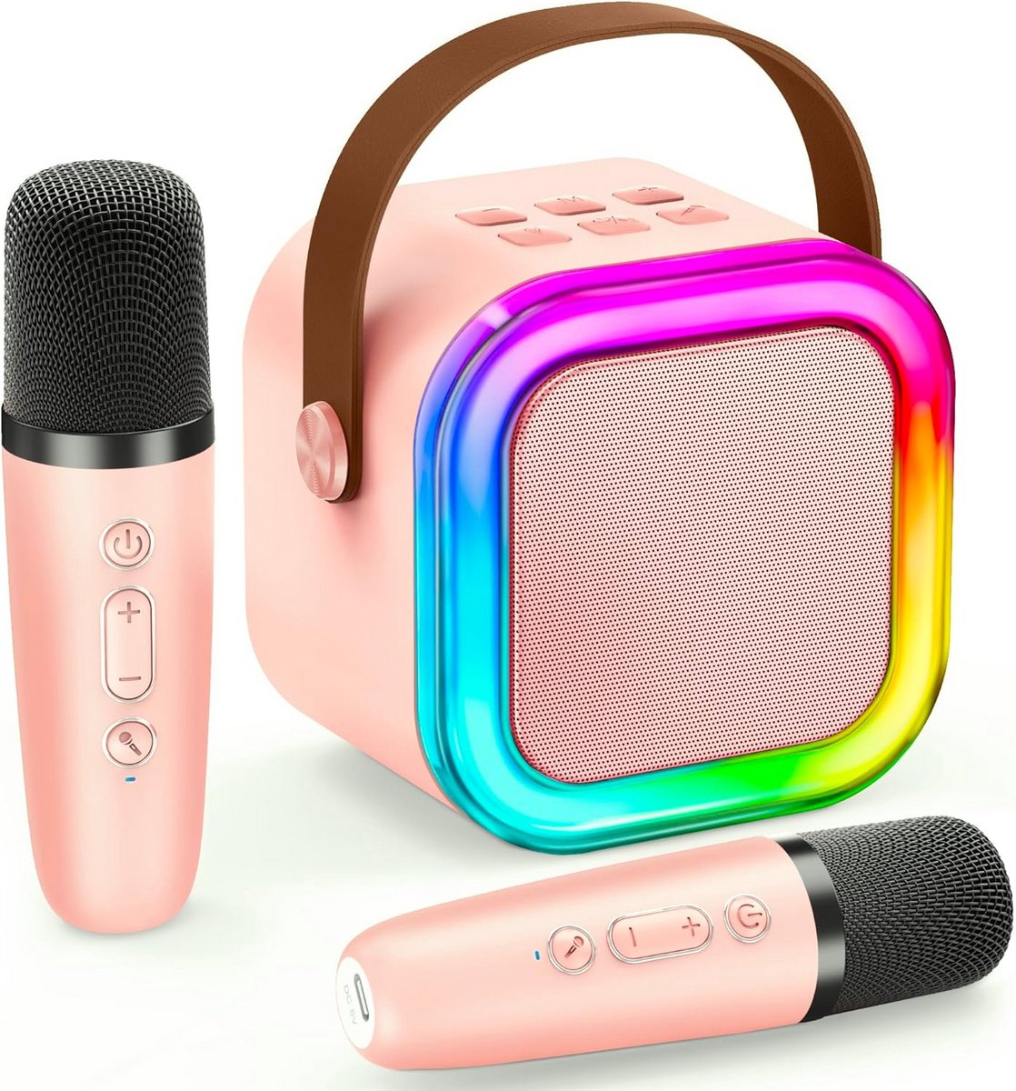 Karaoke Machine - Mini Microfoon - Feest Zingen - 5 Stem Effecten - 2 Microfoons - Wit