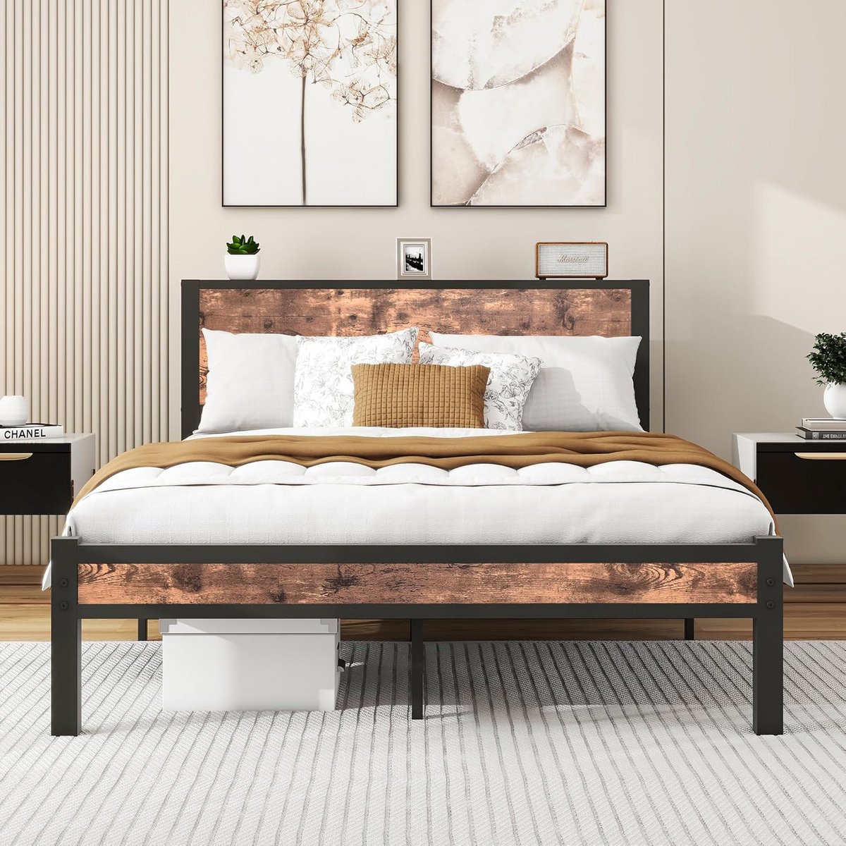 Metalen Bedframe - Logeerbed frame - Ruimtebesparend slapen - Solide stalen constructie - 120 x 200 cm - Zwart bruin