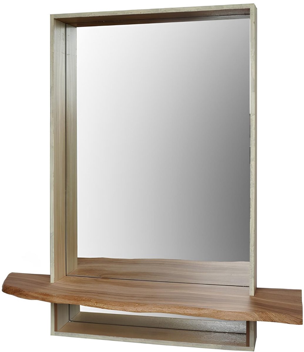 Home & Styling Spiegel met plank - rechthoek - MDF - bruin - 60 x 13 x 60 cm - Ibiza Stijl