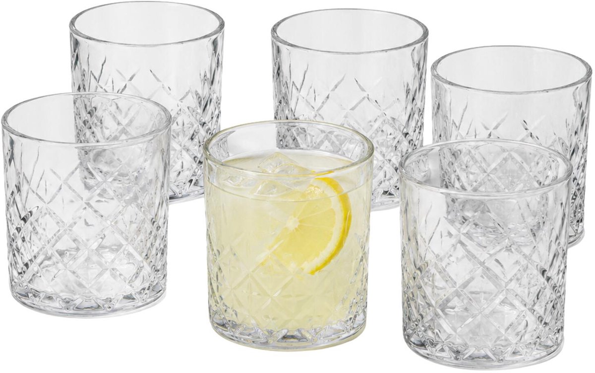 Vivalto Drinkglazen Fantasy - 6x stuks - 350 ml - glas - transparant - waterglazen