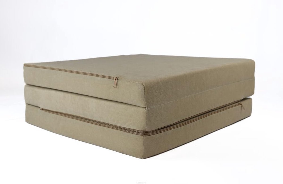 Opvouwbare Matras - Gastenbed Logeerbed - Ruimtebesparend Slapen - Inclusief Draagtas - 195x80x9 cm - Beige