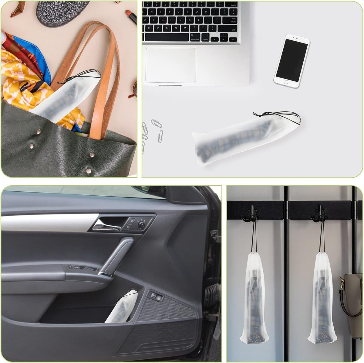 Daity 6 stuk - Hoezen voor natte paraplu's – Doorzichtige, waterdichte opberghoes voor opvouwbare paraplu's (herbruikbaar, met trekkoord, 13 x 5 inch) — cadeau in Cadeau-ideeën - foto 5