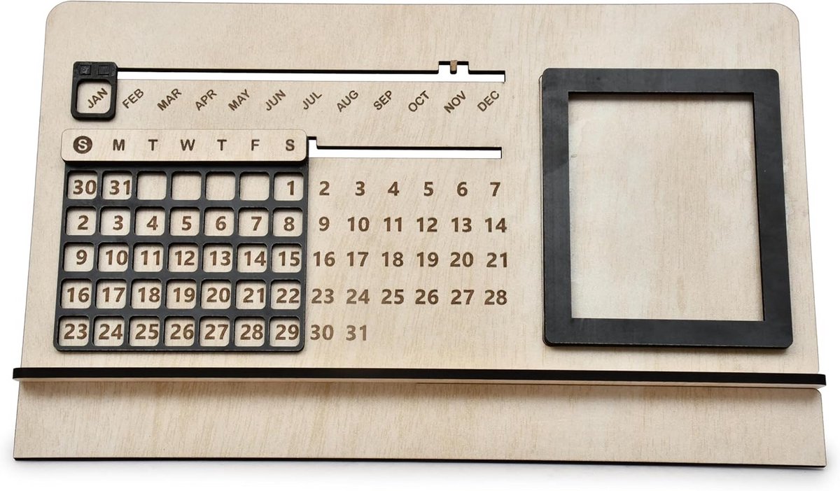 Eeuwigdurende Kalender Bureau - Duurzaam Houten Datum Tracker voor Jaar na Jaar