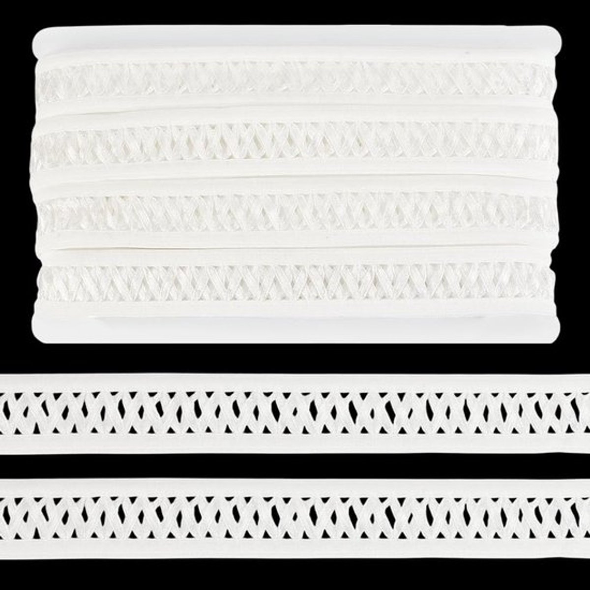 Dailygoods- Elastische Rand 20 m - Witte Mesh Vlechtrand - Elastische
