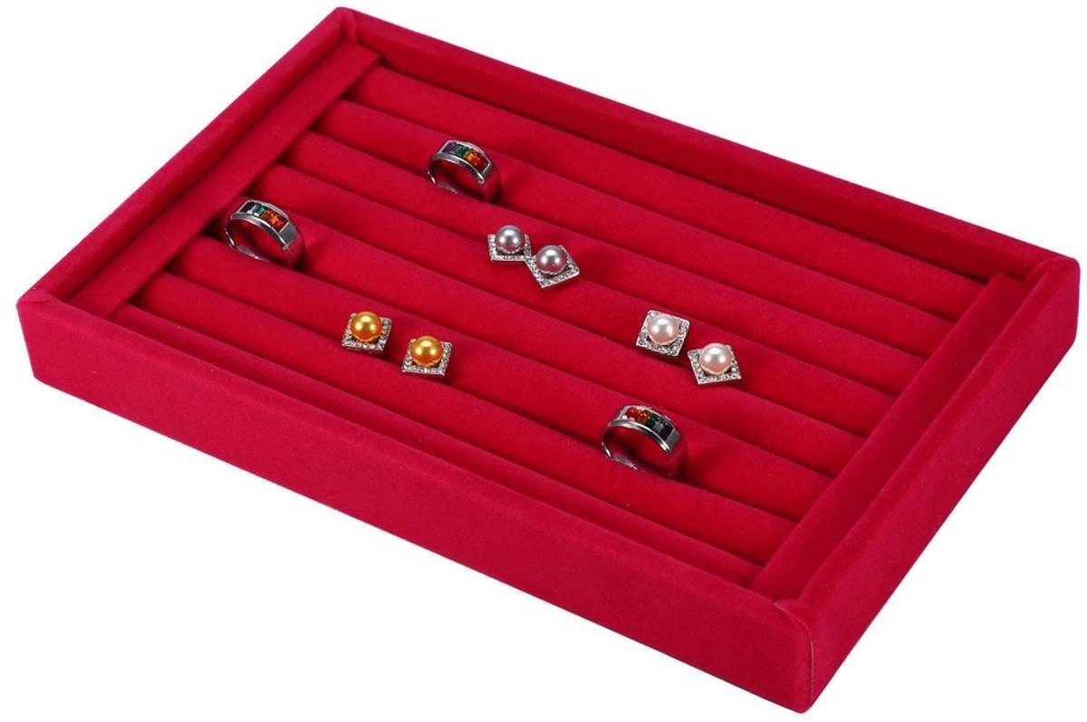 Dailygoods- Sieradenbox - Houten Ringdisplay - 7 Slots voor 50-70 Ringen - Organiseren en Tonen - Duurzaam en Lintoppervlak - Ruimtebesparend - Juwelendoos